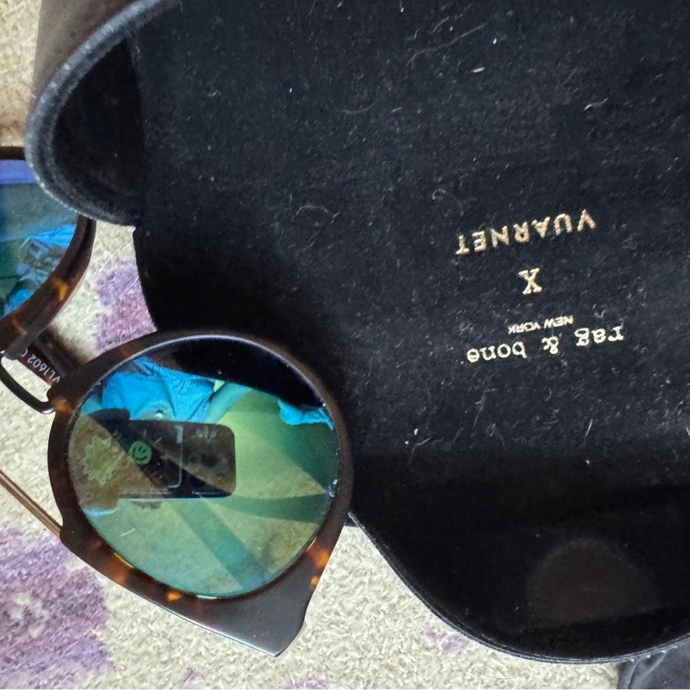 RAG AND BONE x VUARNET Tortoise Shell Sunglasses with BLUE Lenses